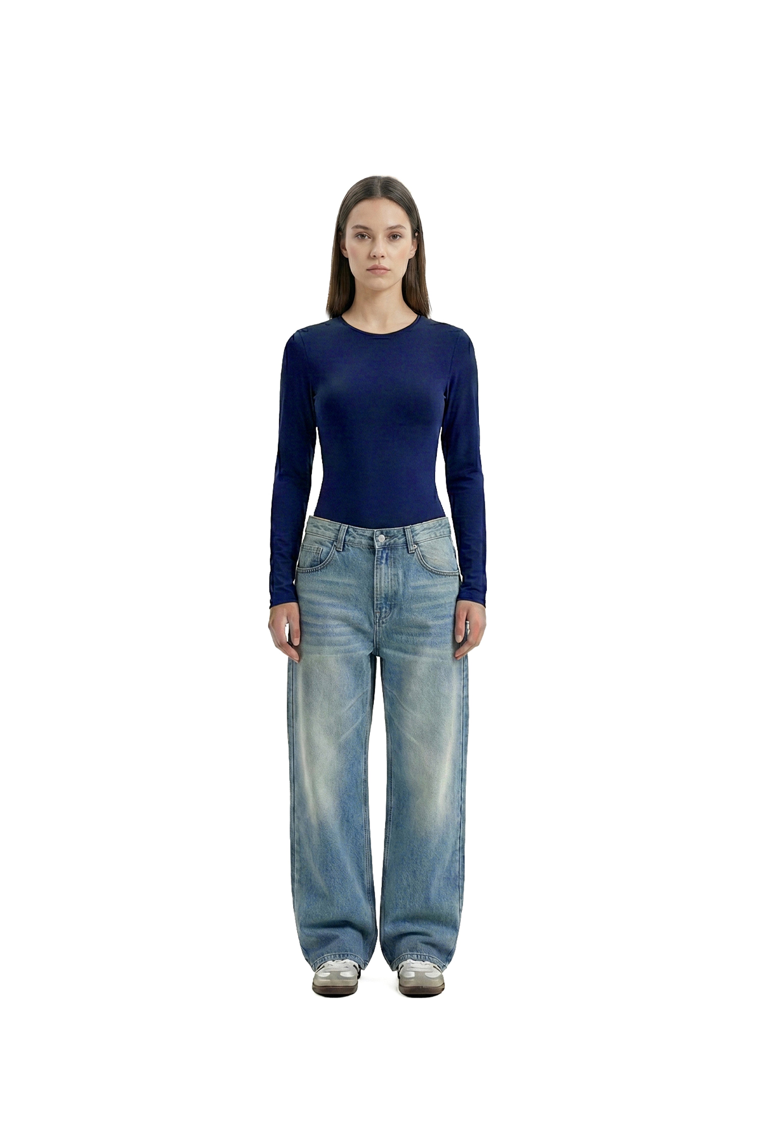 BASIC TOP LONG SLEEVE NAVY BLUE