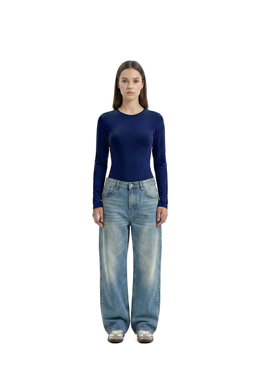 BASIC TOP LONG SLEEVE NAVY BLUE