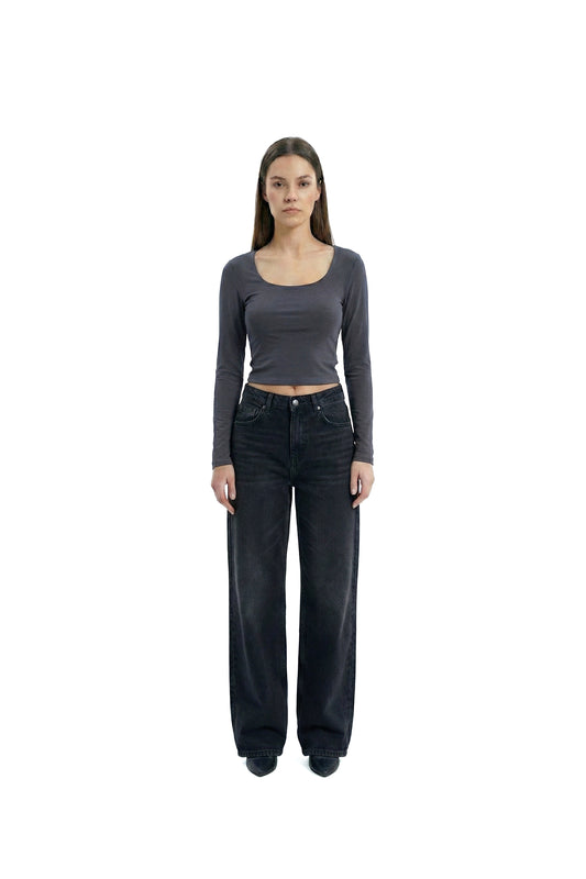 SQUARE TOP LONG SLEEVE DARK GRAY
