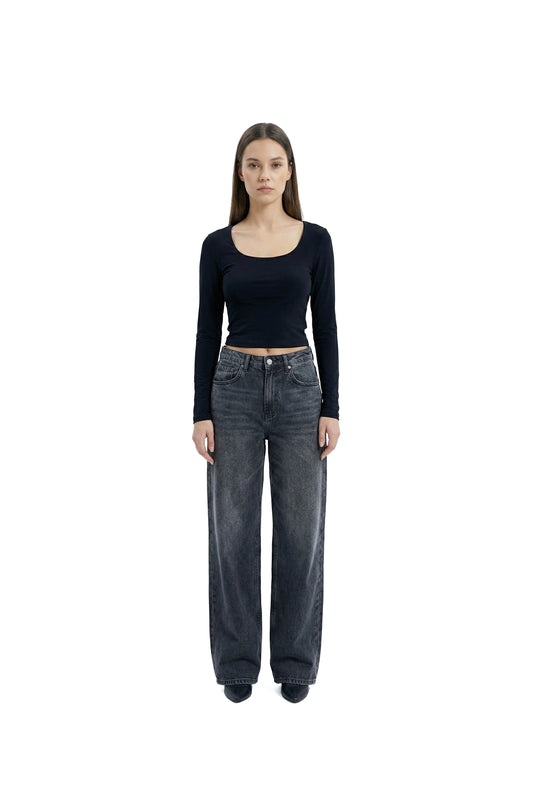 SQUARE TOP LONG SLEEVE BLACK