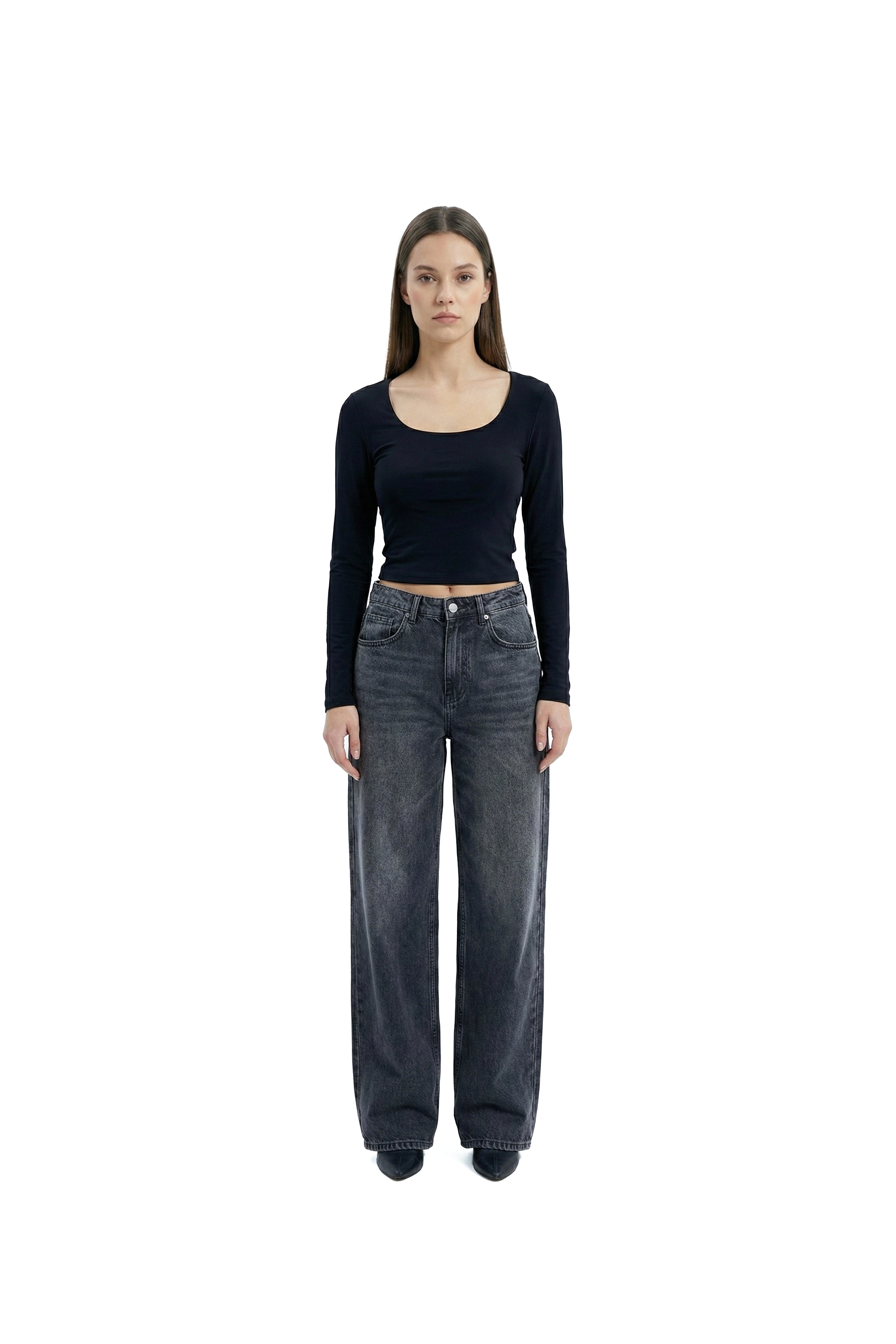 BASIC TOP SQUARE LONG SLEEVE BLACK