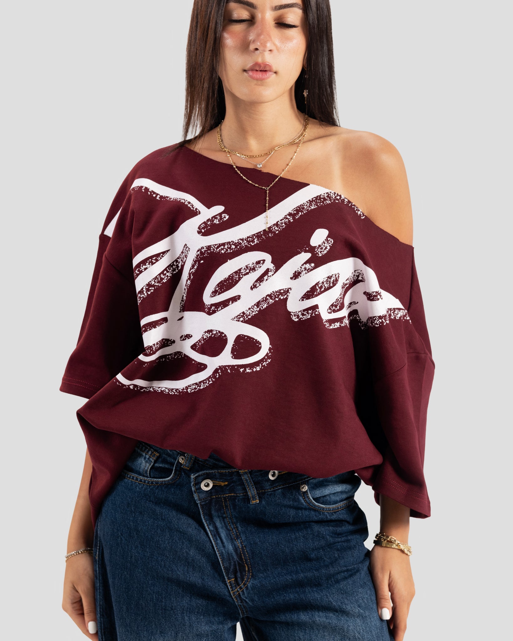 KOJAA OFF SHOULDER T2 BURGANDY