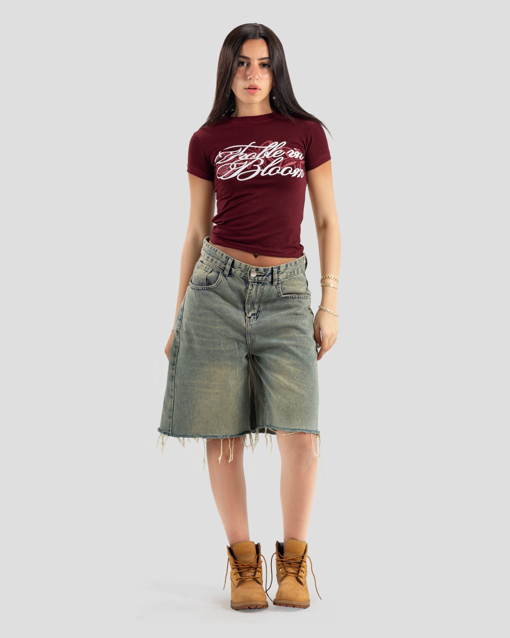 BABY TEE BLOOM BURGANDY