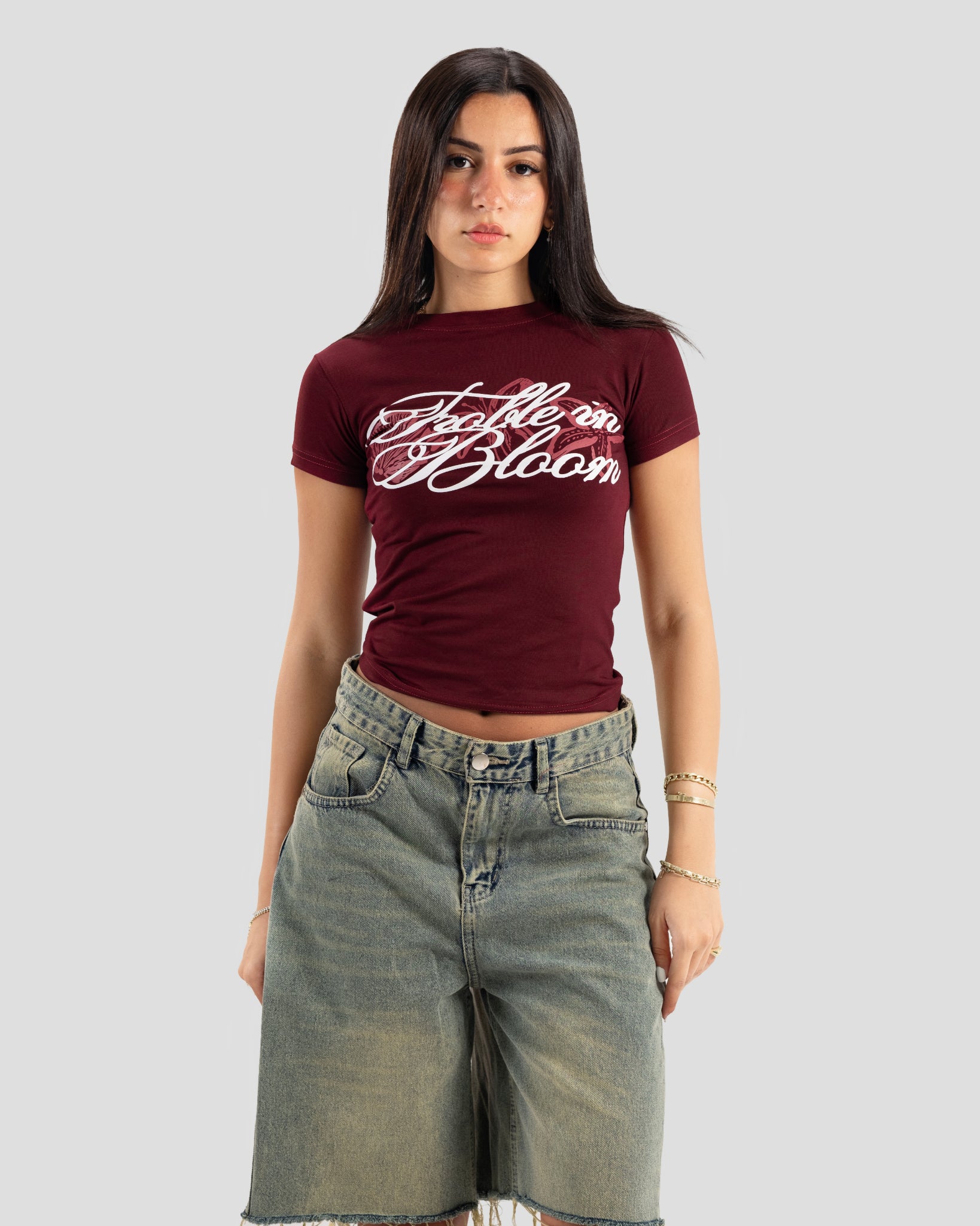 BABY TEE BLOOM BURGANDY