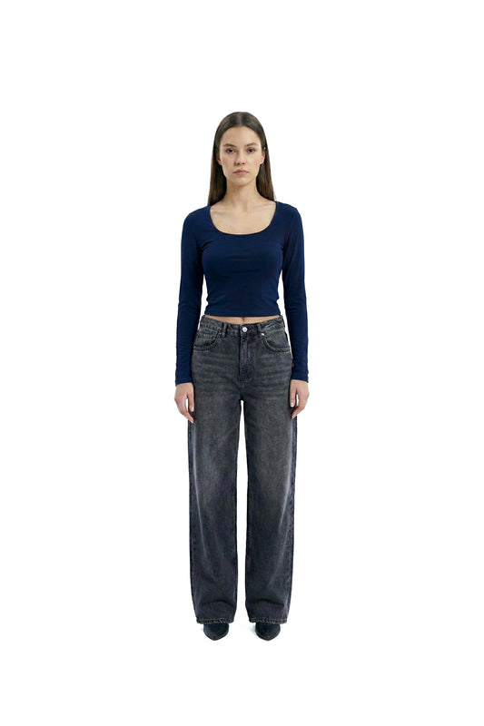 SQUARE TOP LONG SLEEVE NAVY BLUE