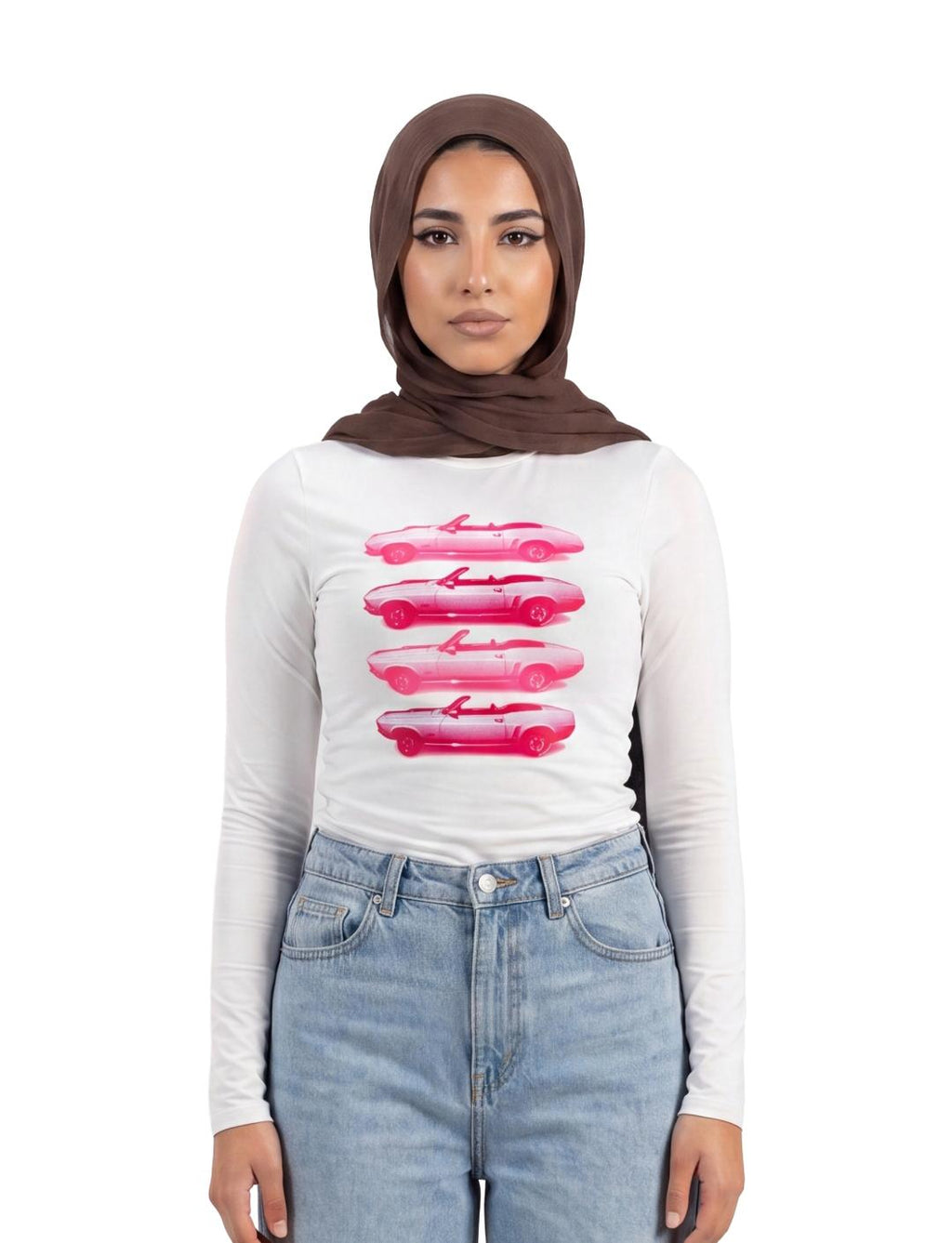 BABY TEE CARS HIJAB WHITE