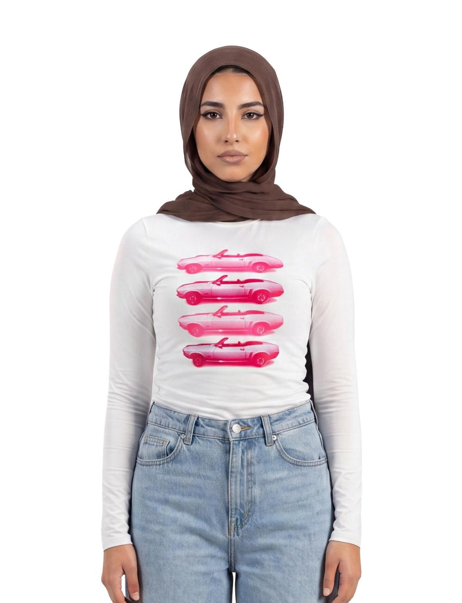 BABY TEE CARS HIJAB WHITE