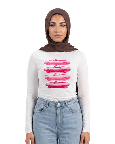BABY TEE CARS HIJAB WHITE