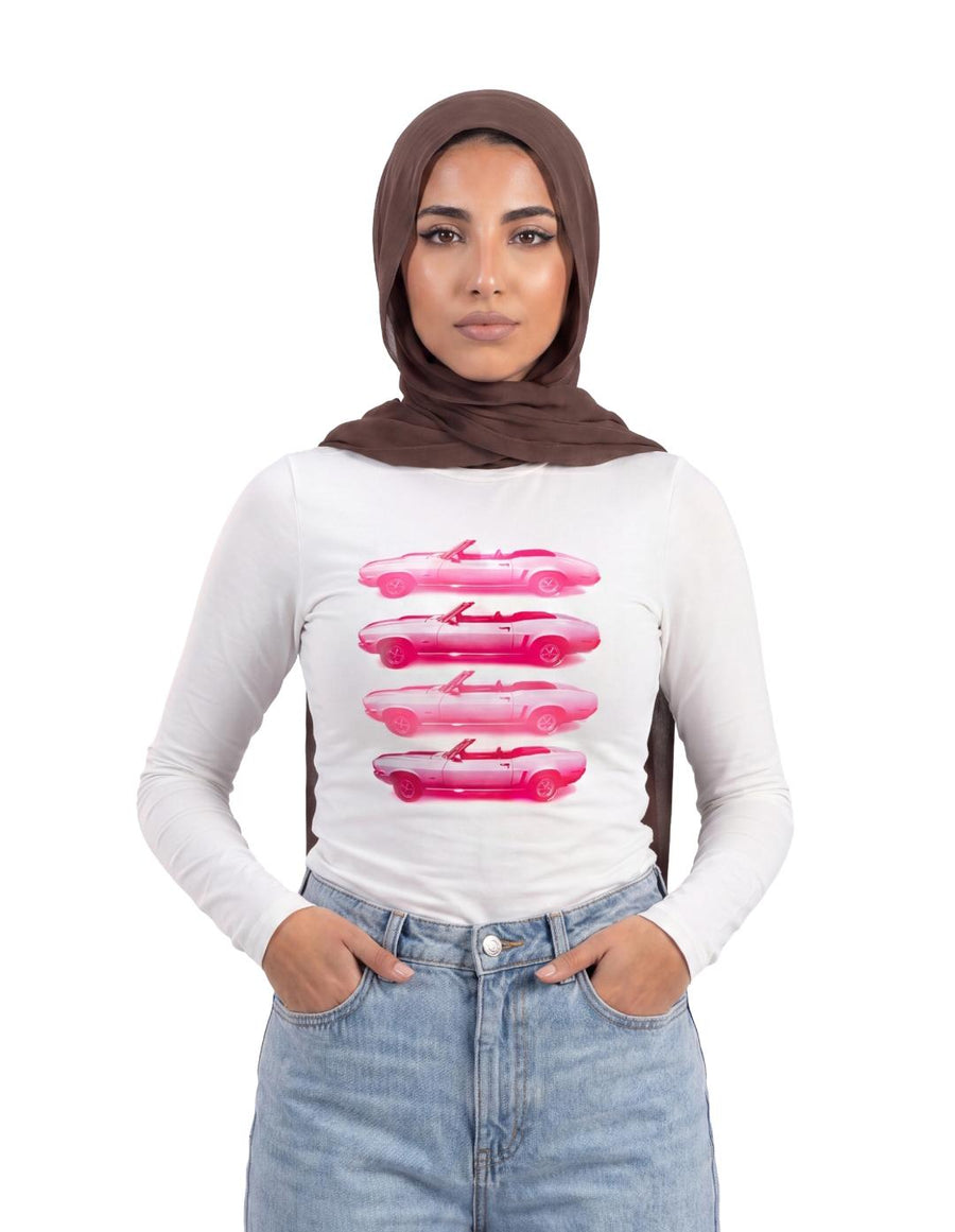 BABY TEE CARS HIJAB WHITE