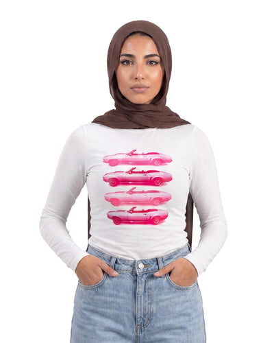 BABY TEE CARS HIJAB WHITE